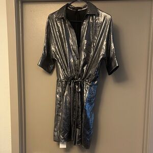 BCBGMaxAzria Metallic Silver Dress